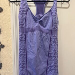 Zella Lavender and Black gathered /ruche tank top size large
